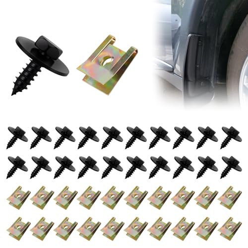 Blechmutter Schraube Mutter Clip Kit, 40 Stück Edelstahl Blechmutter Set, Schraube Mutter Clip Schnappmutter Set, Feder Blechnmutter und U Typ Karosserieschrauben, für Auto Motorrad Blechmutter Schraube Mutter Clip Kit, 40 Stück Edelstahl Blechmutter Set, Schraube Mutter Clip Schnappmutter Set, Feder Blechnmutter und U Typ Karosserieschrauben, für Auto Motorrad von Miayical