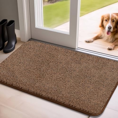 Mibao Fußmatte Innen 60 x 90 cm, Schmutzfangmatte für den Eingangsbereich, Türmatte, rutschfeste, Super Saugfähige Willkommen Matte Teppich für Haustür, Hintertür, Schuhe und Pfoten, Braun von Mibao