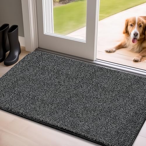 Mibao Fußmatte Innen 60 x 90 cm, Schmutzfangmatte für den Eingangsbereich, Türmatte, rutschfeste, Super Saugfähige Willkommen Matte Teppich für Haustür, Hintertür, Schuhe und Pfoten, Schwarz von Mibao
