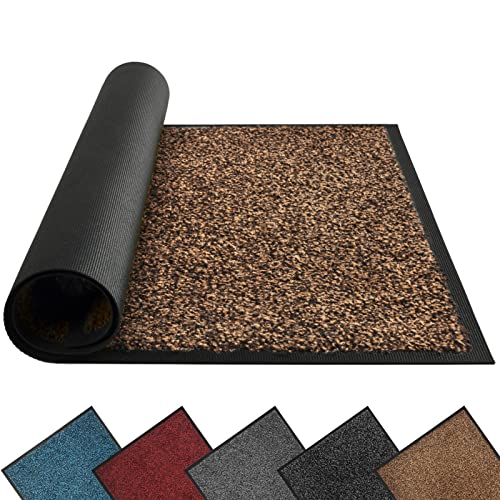 Mibao Fußmatte für Innen & Außen, 120x180cm Schwarz Braun Fußmatten, Dauerhaft Waschbar Fussmatte, Schmutzfangmatte rutschfest für Eingangsbereich, Türmatte mit Naturkautschukrücken von Mibao