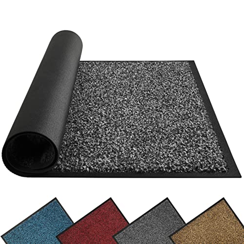 Mibao Fußmatte für Innen & Außen, 120x180cm Schwarz Grau Fußmatten, Dauerhaft Waschbar Fussmatte, Schmutzfangmatte rutschfest für Eingangsbereich, Türmatte mit Naturkautschukrücken von Mibao