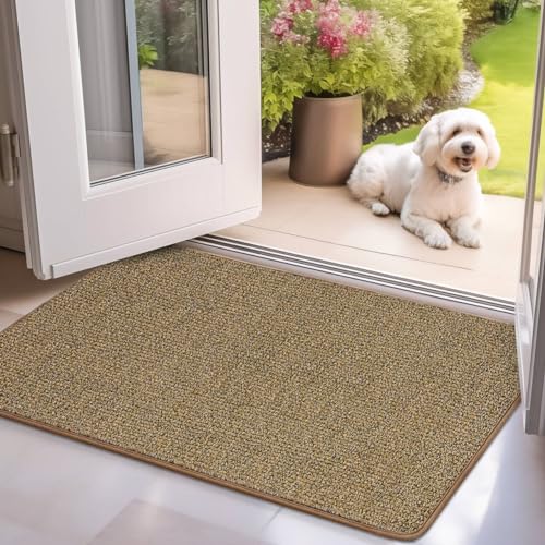 Mibao Schmutzfangmatte 50 x 80 cm, Sauberlaufmatte, Türmatte für Innen, rutschfeste Fussmatte, Super Saugfähige Willkommen Matte Teppich für Haustür, Hintertür, Schuhe und Pfoten, Braun von Mibao
