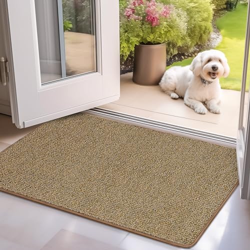 Mibao Schmutzfangmatte 80 x 120 cm, Sauberlaufmatte, Türmatte für Innen, rutschfeste Fussmatte, Super Saugfähige Willkommen Matte Teppich für Haustür, Hintertür, Schuhe und Pfoten, Braun von Mibao