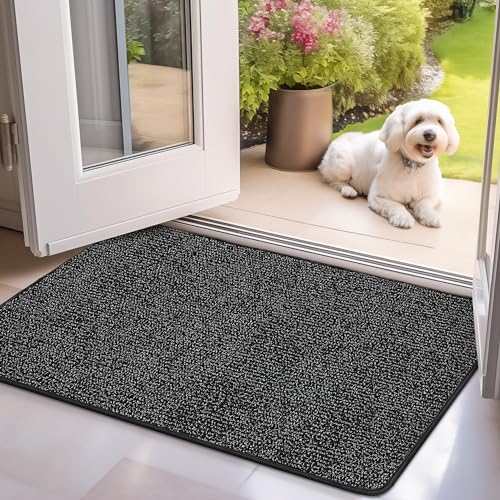Mibao Schmutzfangmatte 80 x 120 cm, Sauberlaufmatte, Türmatte für Innen, rutschfeste Fussmatte, Super Saugfähige Willkommen Matte Teppich für Haustür, Hintertür, Schuhe und Pfoten, Schwarz von Mibao