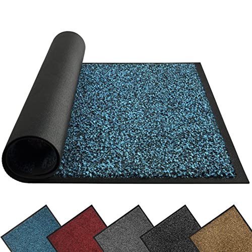 Mibao Schmutzfangmatte Fußmatte, Schwarz Blau 40x60 cm, Eingangstürmatte Waschbar Strapazierfähiger Schmutzfänger, Rutschfester Türmatte Fußmatte für Innen und Außen, Saugfähige Fußmatte von Mibao