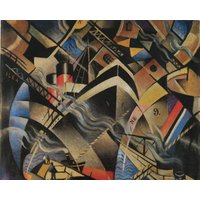 Christopher R W Nevinson Vintage Print 1986 | "Die Ankunft" | 1913-14 Wohndekor Schiff Druck Wanddeko Wandkunst Kunstdruck von MibgenPrints