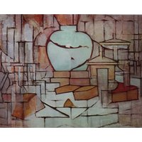 Piet Mondrian Vintage Druck 1967 | Stillleben Mit Gingerpot 2 | 1912 Wohnkultur Moderne Kunst Echter Kunstdruck von MibgenPrints