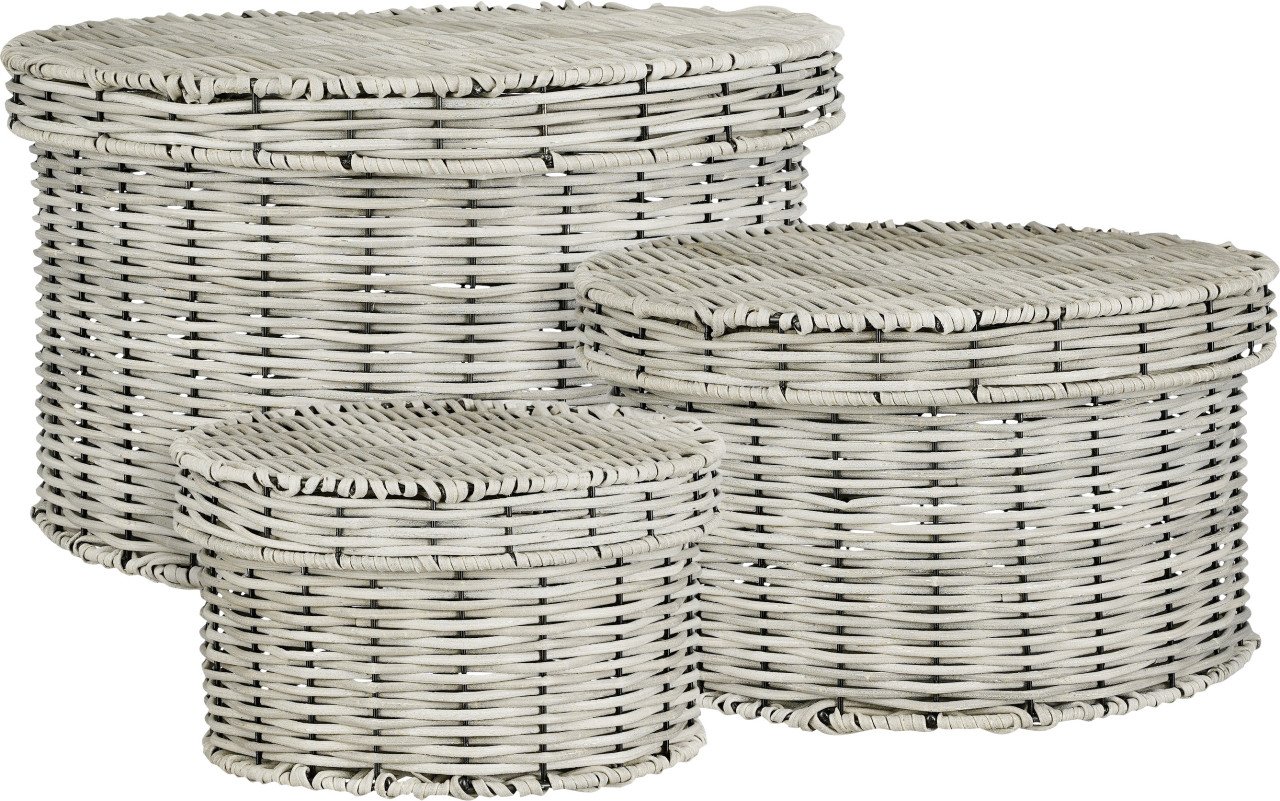 Mica Decorations Aufbewarungsbox Liam recyceltes Polyester Ø 38 x 22 cm grau von Mica Decorations