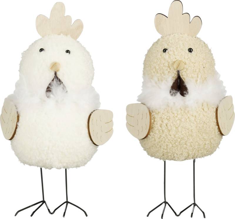 Mica Decorations Dekofigur Huhn 24 cm weiß hellbraun 2-fach sortiert von Mica Decorations