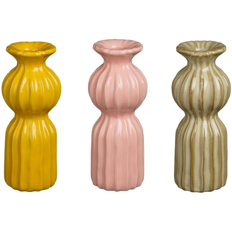 Mica Decorations Einstielige Vase Felipe Gelb Beige-Grün Ø 8 cm Farbsortiert von Mica Decorations