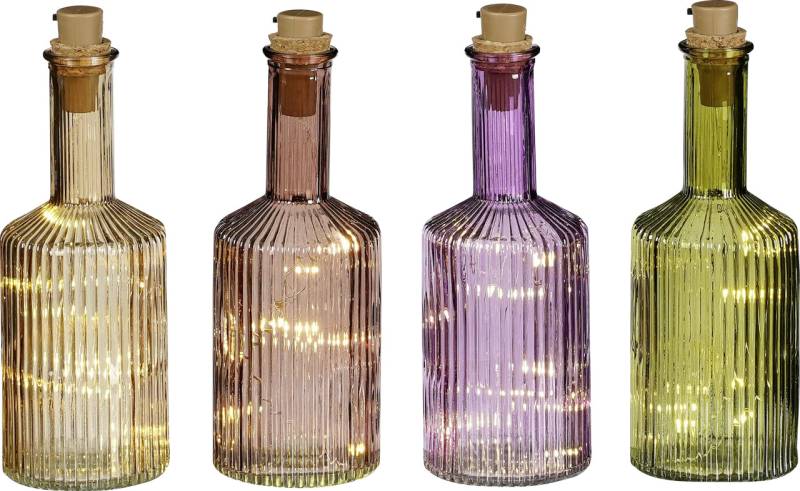 Mica Decorations Flasche Glas Ø 8 x 24 cm mit 10 Led in verschiedenen Farben von Mica Decorations