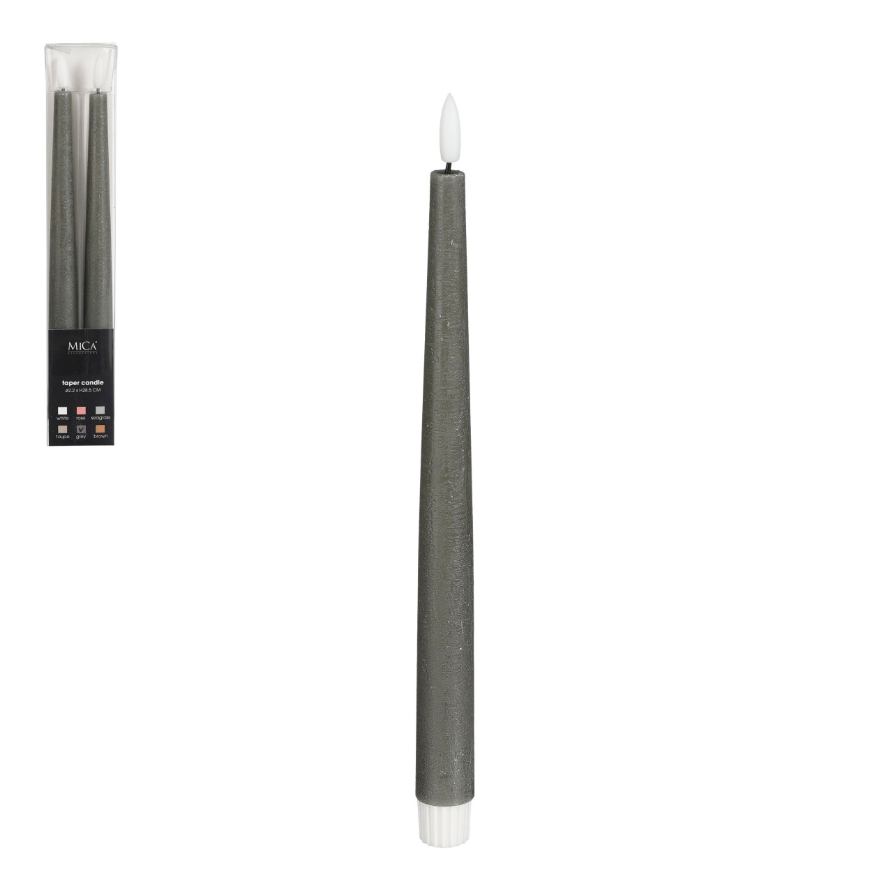 Mica Decorations LED Spitzkerze batteriebetrieben grau Ø 2 x 29 cm warmweiß 2 Stück von Mica Decorations