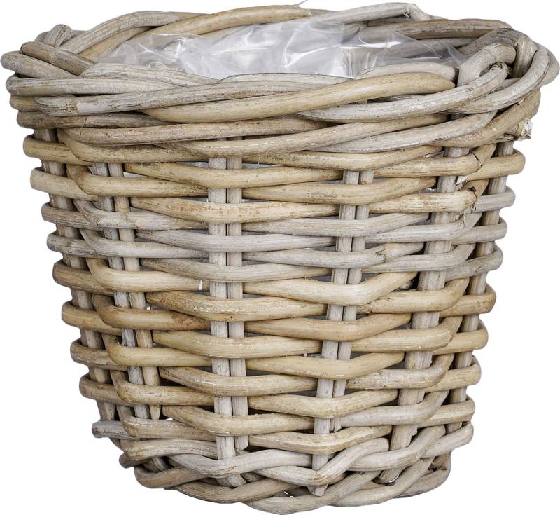 Mica Rattanpflanzkorb Marcia Korb rund Ø 20 x H 16 cm grau von Mica Decorations