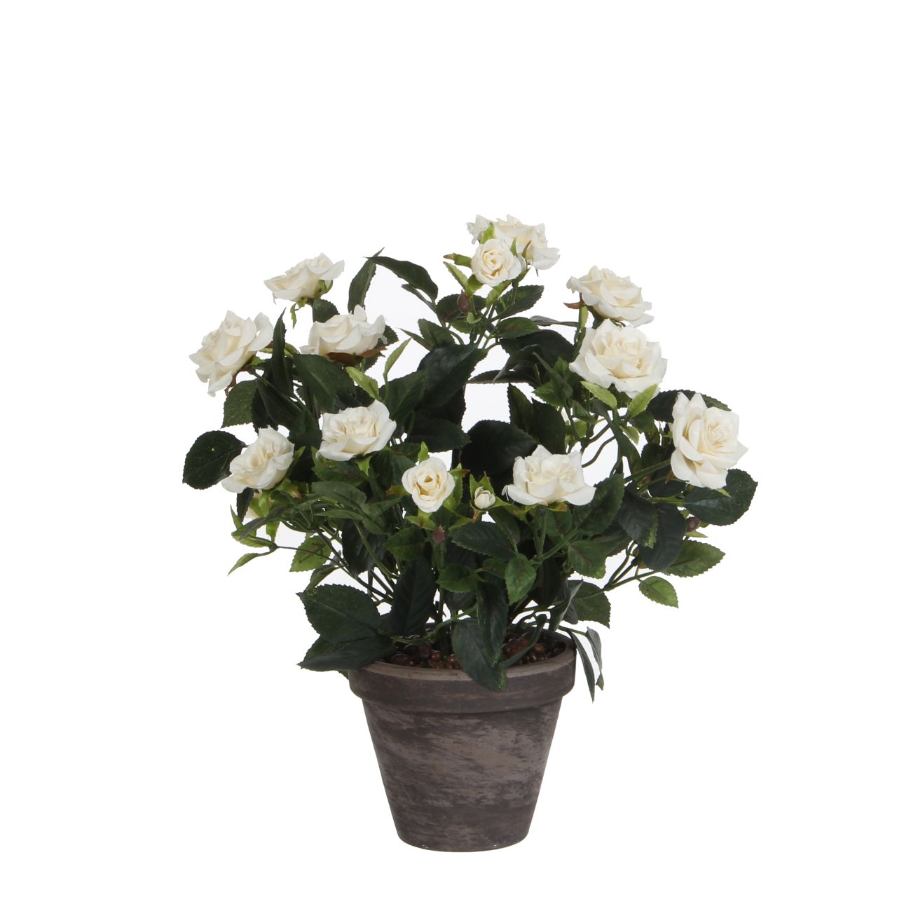 Mica künstlicher Rosenstrauch weiß im Blumentopf 33 x 25 cm von Mica Decorations