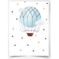 Kleiner Entdecker - Heißluftballon Poster, Kinderzimmer Wanddekoration von MicaMicaWalldeco