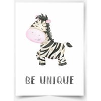 Charakter Tiere - Zebra Poster, Safari Motto, Kinderzimmer Wanddekoration von MicaMicaWalldeco