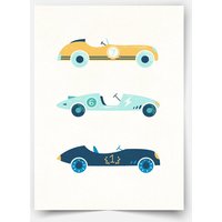 Classic Race Cars Trio Fine Art Print von MicaMicaWalldeco