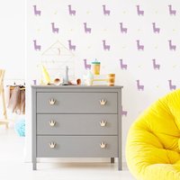 Colourful Pop - Alpacas | Purple Wall Stickers von MicaMicaWalldeco