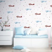 Flugzeug Wandsticker | Blau & Braun von MicaMicaWalldeco