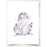 Bunny Floppy's Blumengarten Fine Art Print, Kinderzimmer Druck, Kinder Wandkunst von MicaMicaWalldeco