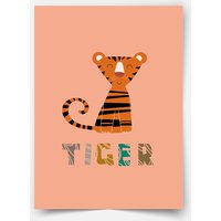 Safari-Tiere - Tiger Poster, Safari Kinderzimmer Wanddekoration von MicaMicaWalldeco