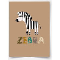 Safari-Tiere - Zebra Poster, Safari Kinderzimmer Wanddekoration von MicaMicaWalldeco