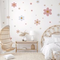 Wandtattoo Blumen - Fröhliche Blüten | Sanfte Töne, Kinderzimmer, Wanddekoration, Wandsticker, Wandaufkleber von MicaMicaWalldeco