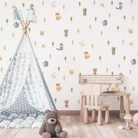 Woodland Wandaufkleber - Kleine Waldtiere von MicaMicaWalldeco