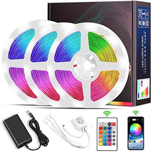 LED Strip, Micacorn 15M 450LEDs RGB LED Streifen SMD5050 Strip Licht Kit mit Bluetooth-Controller Synchronisierung zu Musik für Schlafzimmer Zimmer Wohnküche LED Strip, Micacorn 15M 450LEDs RGB LED Streifen SMD5050 Strip Licht Kit mit Bluetooth-Controller Synchronisierung zu Musik für Schlafzimmer Zimmer Wohnküche von Micacorn