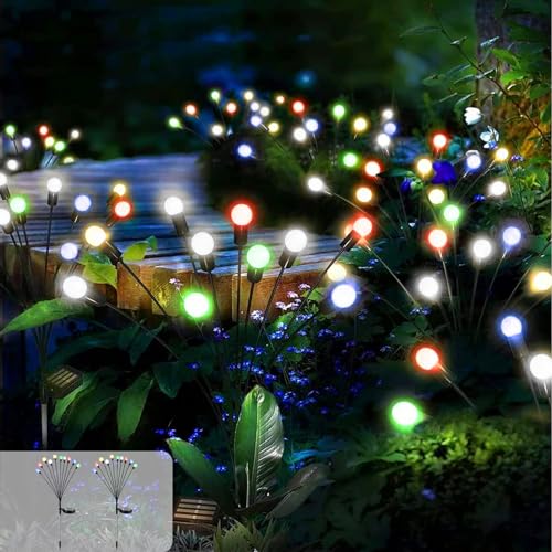 Micacorn Solar Garten Lichter, Solar Glühwürmchen Garten Lichter 2 Stück 2 Modes 20 LED Glühwürmchen Lichter IP65 Wasserdicht Solar Garten Dekorative Lichter für Bürgersteig Hof Terrasse Dekoratives von Micacorn