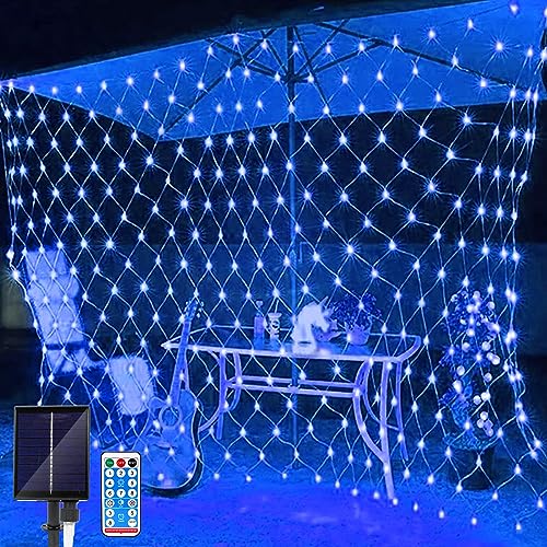 Micacorn Solar LED Lichternetz,2 x 3M Wasserdichte Lichterkette Netz 8 Modi 198 LED Lichternetz Lichtervorhang mit Fernbedienung Net Lichterketten für Garten Weihnachten Hochzeit Party Dekorationen von Micacorn