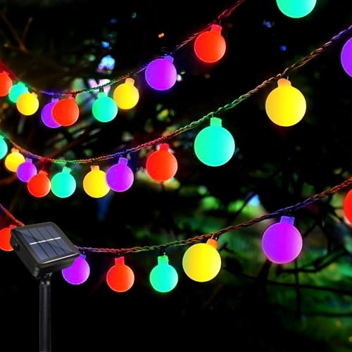 Micacorn Solar Lichterkette Aussen, Solar Globe Lichterkett Wasserdichte Lichterkette 12 Meter 8 Modi 100 LEDs Solar Lichterkette für Garten Hochzeits Terrassen Bäume Party Weihnachten Dekoration von Micacorn