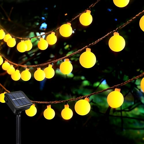 Micacorn Solar Lichterkette Aussen, Solar Globe Lichterkett Wasserdichte Lichterkette 12 Meter 8 Modi 100 LEDs Solar Lichterkette für Garten Hochzeits Terrassen Bäume Party Weihnachten Dekoration von Micacorn