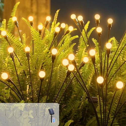 Solar Garten Lichter, Solar Glühwürmchen Garten Lichter 6 Stück 8 Modes 48 LED Glühwürmchen Lichter mit Fernbedienung Wasserdicht Solar Dekorative Lichter für Bürgersteig Hof Terrasse von Micacorn
