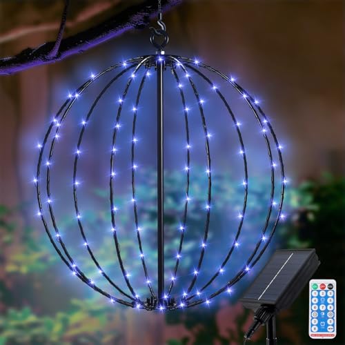 Solar Garten Lichter, Solar Laternen Lichter Metall Solar Laternen 8 Modes 120 LEDs Wasserdicht Metall Solarlampen Hängende Laterne mit Remote für Weihnachten Terrasse Innenhof Balkon Deko von Micacorn