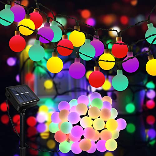 Micacorn Solar Lichterkette Aussen, Wasserdichte Ball Solarlichterkette 7 Meter 8 Modi 50 LED Globe Solarlichterkette für Garten Hochzeits Terrassen Bäume Party Weihnachten Dekoration von Micacorn