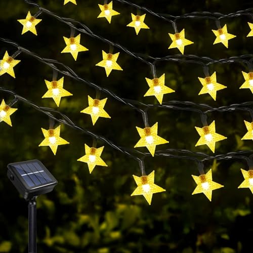 Solar LED Lichterkette Garten, Wasserdichte Stern Lichterkette 12 Meter 8 Modi 100 LEDs Lichterkette Außen Solar Sterne für Außen Hochzeits Terrassen Party Weihnachten Dekoration von Micacorn