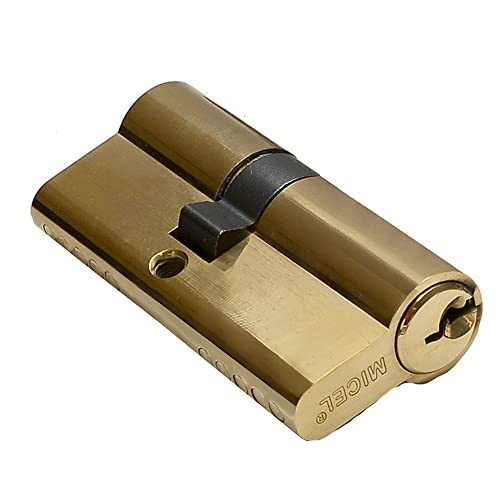 MICEL - 13146 - Serreta-Zylinder, Sicherheit, europäisches Profil, doppelte Kupplung, mit Kurzschluss, entzentriert, 30 x 40, inkl. Schlüsseln, Messing-Finish, goldfarben, 70 x 17 x 33 mm von Micel