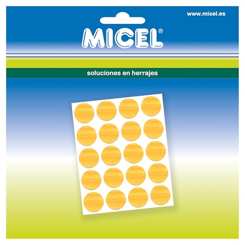 MICEL - 91433 - Klebestopfen für Schrauben, rund, für Möbellöcher, 100 Stück aus PVC, helles Kiefern-Finish, Durchmesser 13 mm, 13 x 13 x 0,6 mm MICEL - 91433 - Klebestopfen für Schrauben, rund, für Möbellöcher, 100 Stück aus PVC, helles Kiefern-Finish, Durchmesser 13 mm, 13 x 13 x 0,6 mm von Micel
