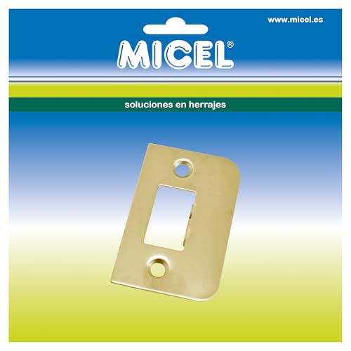 MICEL - 91674 Schlichtes Türschloss für röhrenförmigen Türdrücker, Stahl, Messing-Finish, 58 x 38 x 8,5 mm von Micel