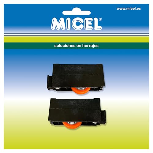 MICEL - 91899 Elite Gleitlager für Fenster mit Höhenverstellung, 2er-Pack, Nylon, schwarzes Finish, 56 x 15 x 24 mm von Micel