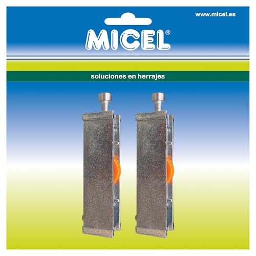 MICEL - 92224 - Verstellbares Lager für Schiebefenster Silver 60, mit Metallgehäuse und Rad, 2er-Pack, Zamak, verzinkt, 78 x 18 x 21 mm von Micel