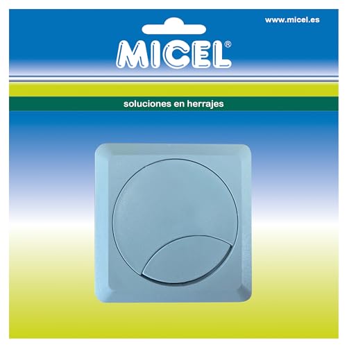 MICEL - 92619 Kabeldurchführung, quadratisch, mit Deckel, Kabel-Organizer für Schreibtische, aus ABS, Grau, 71 x 71 x 22 mm von Micel