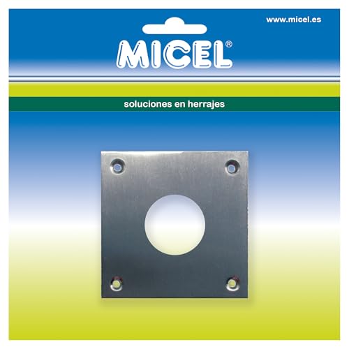 MICEL - 92657 - Runde Schlüsselplatte für Türschloss, satiniertes Nickel, Dicke 1 mm, 80 x 80 mm von Micel