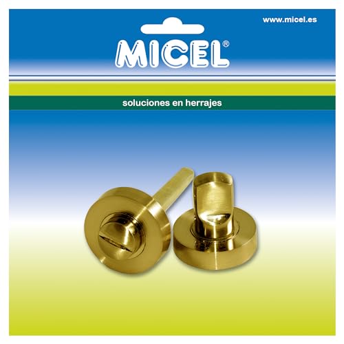 Micel - 17185 - Knebel mit Entriegelung (Blister), mit Rosette, mit Anti-Panik-System, Aluminium, Messing-Finish, goldfarben, 35 x 35 x 30 mm von Micel
