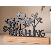 Aufsteller Frühling Mit Blumen Im Modernen Design Inkl. Holzklötzchen Zum Hinstellen von MichaHebi