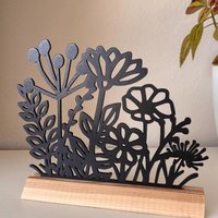 Blumenwiese Aufsteller Für Frühling Und Sommer Mit Schönen Blumen Im Modernen Design Inkl. Holzklötzchen Zum Hinstellen von MichaHebi