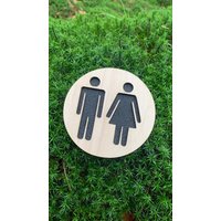 Toiletten Schild 3 Lagig Aus Holz Und Filz. Wc Türschild von MichaHebi