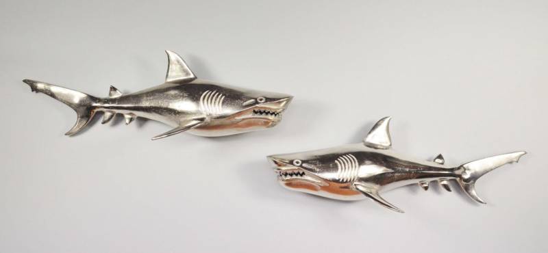 Hai Aluminium Silber Wanddekoration Links von Michael Noll