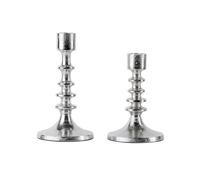 Kerzenständer 2er Set Silber für Stabkerzen 15 und 19 cm von Michael Noll